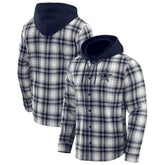 Dallas Cowboys Darius Rucker Collection Plaid Flannel Quilted Full-Snap Hooded Shacket - Navy - Fanatics