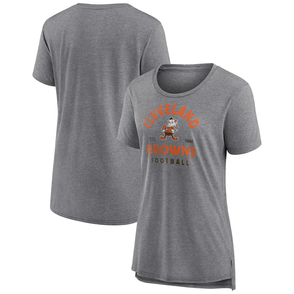 Cleveland Browns Women's Vintage Arch Tri-Blend T-Shirt - Gray - NFL