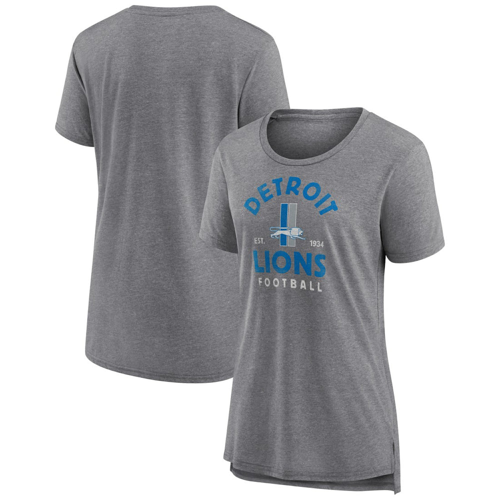 Detroit Lions Women's Vintage Arch Tri-Blend T-Shirt - Gray - NFL