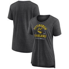 Pittsburgh Steelers Women's Vintage Arch Tri-Blend T-Shirt - Charcoal - NFL