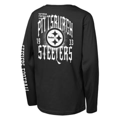 Pittsburgh Steelers Outerstuff Youth Rumble Long Sleeve T-Shirt - Black - NFL