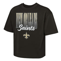 New Orleans Saints Outerstuff Girls Youth Big City Boxy T-Shirt - Black - NFL