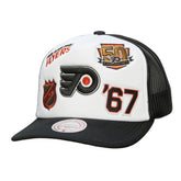 Philadelphia Flyers Mitchell & Ness Gridlock Trucker Adjustable Hat - White/Black | NHL Clearance