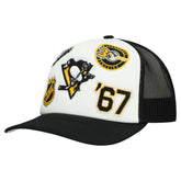 Pittsburgh Penguins Mitchell & Ness Gridlock Trucker Adjustable Hat - White/Black | NHL sale