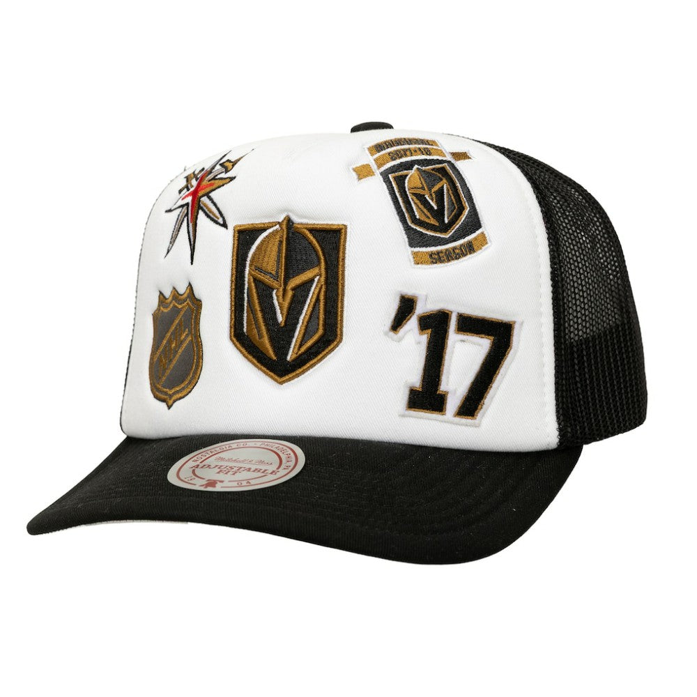 Vegas Golden Knights Mitchell & Ness Gridlock Trucker Adjustable Hat - White/Black | NHL online