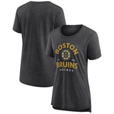 Boston Bruins Women's Vintage Arch Tri-Blend T-Shirt - Gray | NHL Clearance