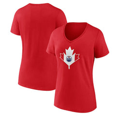 Edmonton Oilers Women's Canada Day V-Neck T-Shirt - Red | NHL on sale