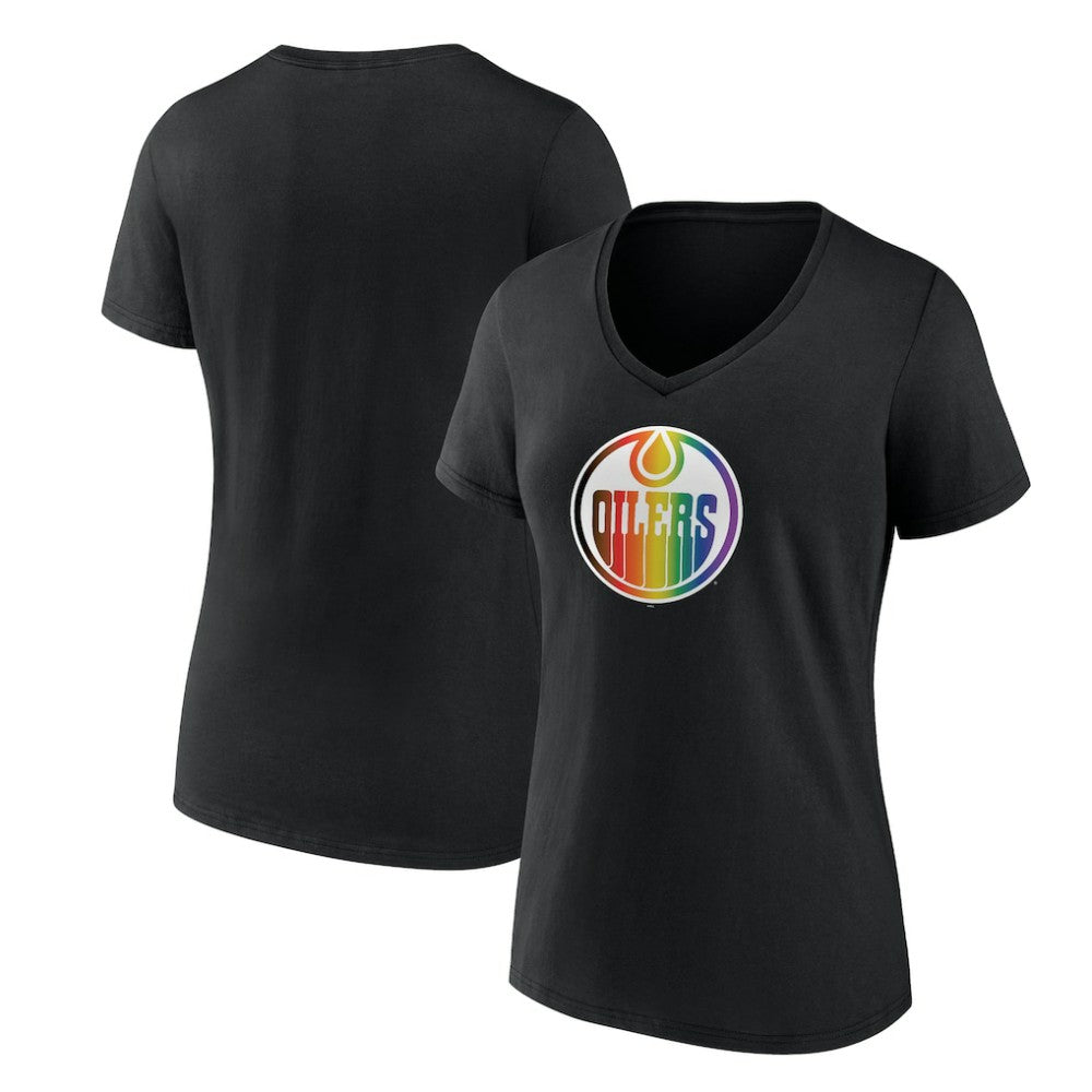 Edmonton Oilers Women's Team Pride V-Neck T-Shirt - Black | NHL sale