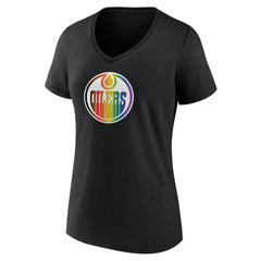 Edmonton Oilers Women's Team Pride V-Neck T-Shirt - Black | NHL sale