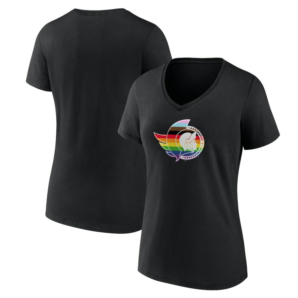 Ottawa Senators Women's NHL Pride V-Neck T-Shirt - Black | NHL Lifestyle