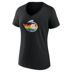Ottawa Senators Women's NHL Pride V-Neck T-Shirt - Black | NHL Lifestyle