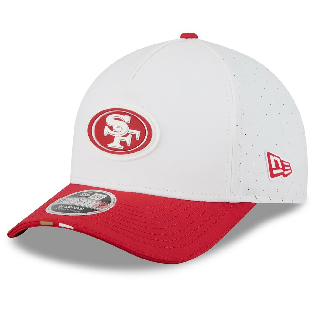 San Francisco 49ers New Era 2025 NFL Training Camp A-Frame 9FORTY Adjustable Hat - White/Scarlet - NFL