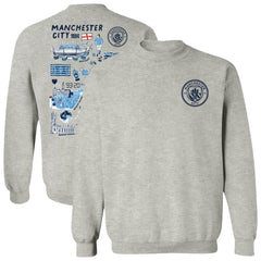Manchester City Vive La Fete Women's Impressions Artwork Pullover Sweatshirt Gray