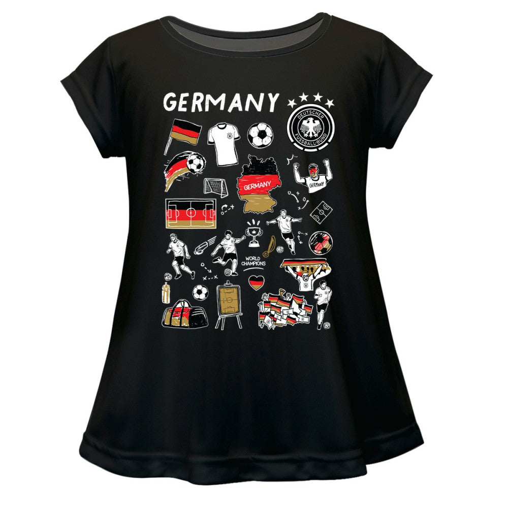 Germany National Team Vive La Fete Girls Youth Impressions Artwork A-Line Top Black