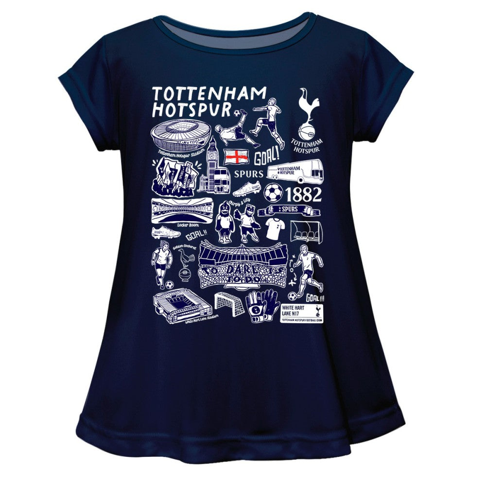 Tottenham Hotspur Vive La Fete Girls Youth Impressions Artwork A-Line Top Navy