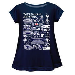 Tottenham Hotspur Vive La Fete Girls Youth Impressions Artwork A-Line Top Navy