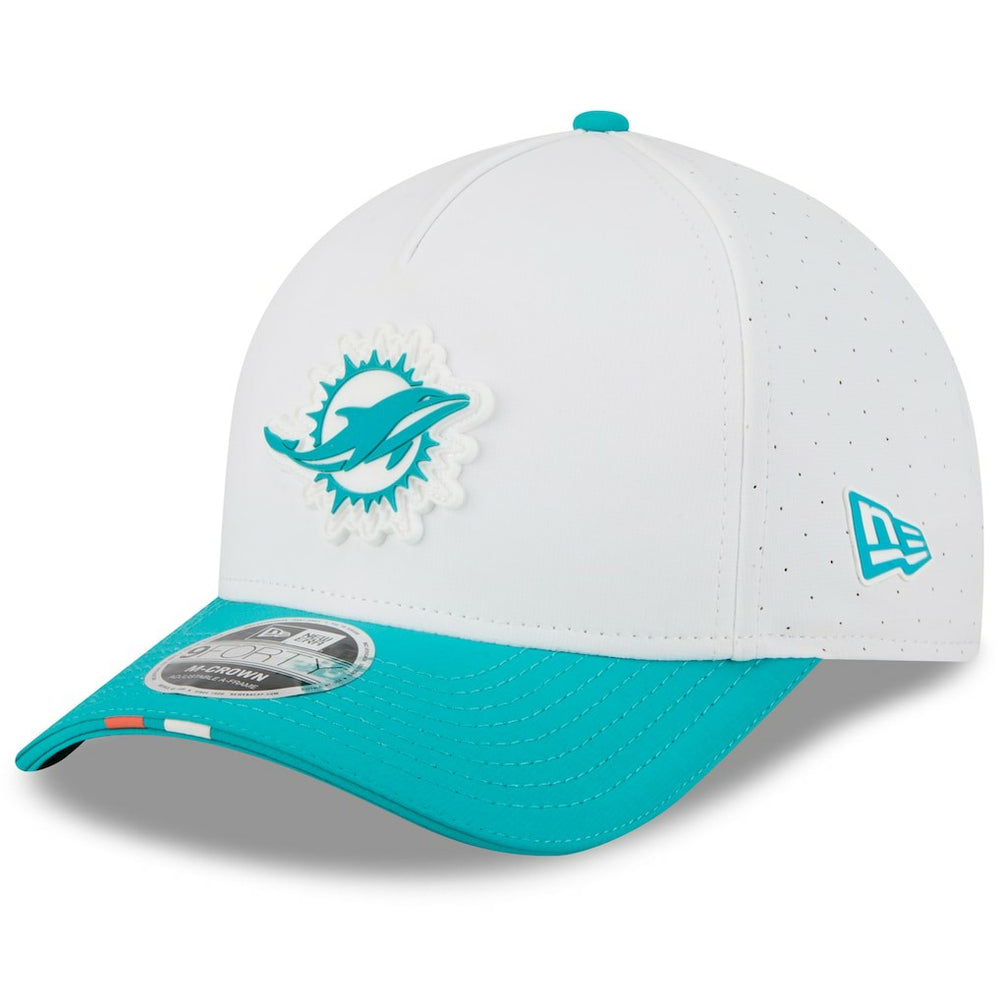Miami Dolphins New Era Youth 2025 NFL Training Camp A-Frame 9FORTY Adjustable Hat - White/Aqua - NFL