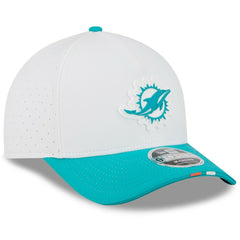 Miami Dolphins New Era Youth 2025 NFL Training Camp A-Frame 9FORTY Adjustable Hat - White/Aqua - NFL