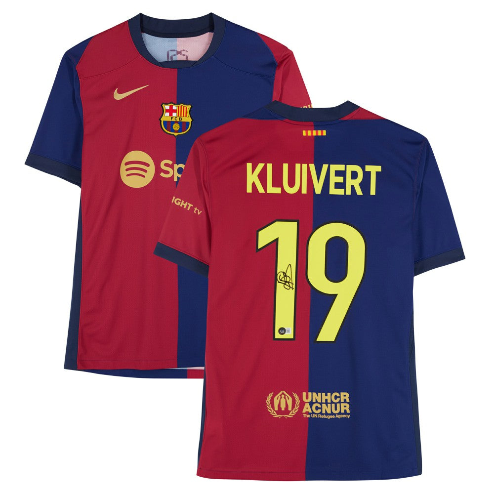 Fanatics - Patrick Kluivert Barcelona Autographed 2024-25 Red/Blue Home Jersey - BAS