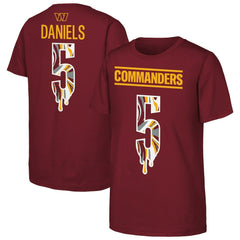 Jayden Daniels Washington Commanders Outerstuff Youth Mainliner Drip Player Name & Number T-Shirt - Burgundy - NFL