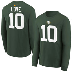 Jordan Love Green Bay Packers Youth Player Name & Number Long Sleeve T-Shirt - Green - Nike