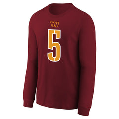 Jayden Daniels Washington Commanders Youth Player Name & Number Long Sleeve T-Shirt - Burgundy - Nike