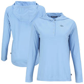 Denver Broncos Cutter & Buck Women's Coastline Epic Comfort Eco Recycled Long Sleeve Hoodie T-Shirt - Powder Blue - NFL