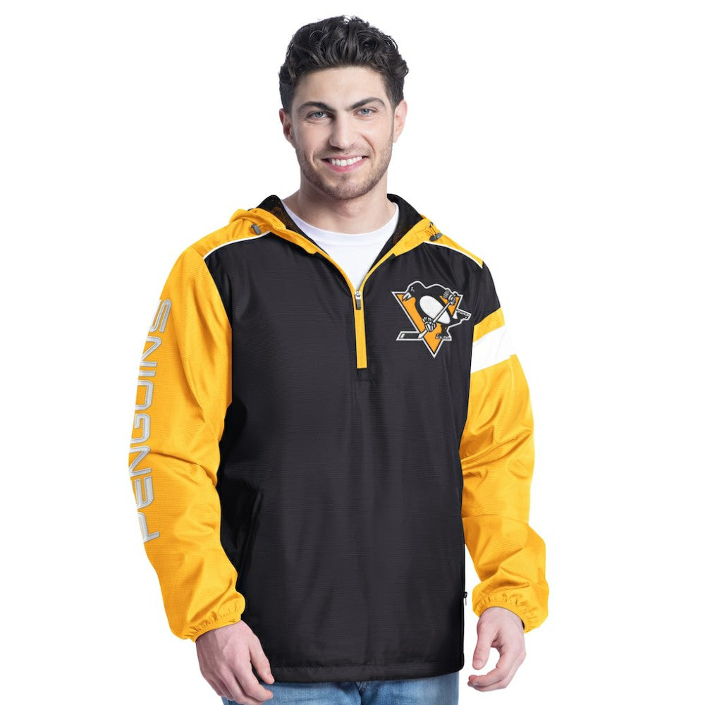 Pittsburgh Penguins G-III Sports by Carl Banks Lateral Half-Zip Hoodie Jacket - Black/Gold | NHL near me