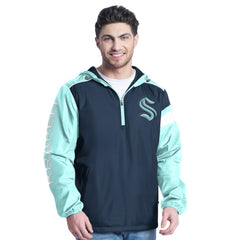 Seattle Kraken G-III Sports by Carl Banks Lateral Half-Zip Hoodie Jacket - Deep Sea Blue/Light Blue | NHL sale