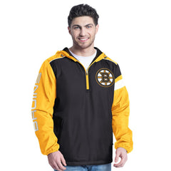 Boston Bruins G-III Sports by Carl Banks Lateral Half-Zip Hoodie Jacket - Black/Gold | NHL on sale