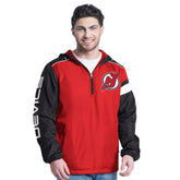New Jersey Devils G-III Sports by Carl Banks Lateral Half-Zip Hoodie Jacket - Red/Black | New Era on sale