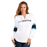 Utah Mammoth G-III 4Her by Carl Banks Women's Goal Zone Long Sleeve Lace-Up Hoodie T-Shirt - White | NHL discount