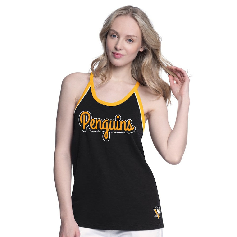 Pittsburgh Penguins G-III 4Her by Carl Banks Women's Curveball Racerback Scoop Neck Slub Tank Top - Black | NHL online