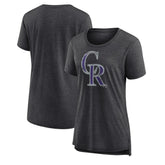 Colorado Rockies Women's Weathered Official Logo Tri-Blend T-Shirt Outlet
