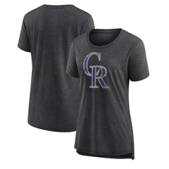 Colorado Rockies Women's Weathered Official Logo Tri-Blend T-Shirt Outlet