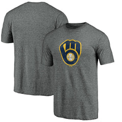 Milwaukee Brewers Weathered Official Logo Tri-Blend T-Shirt Outlet