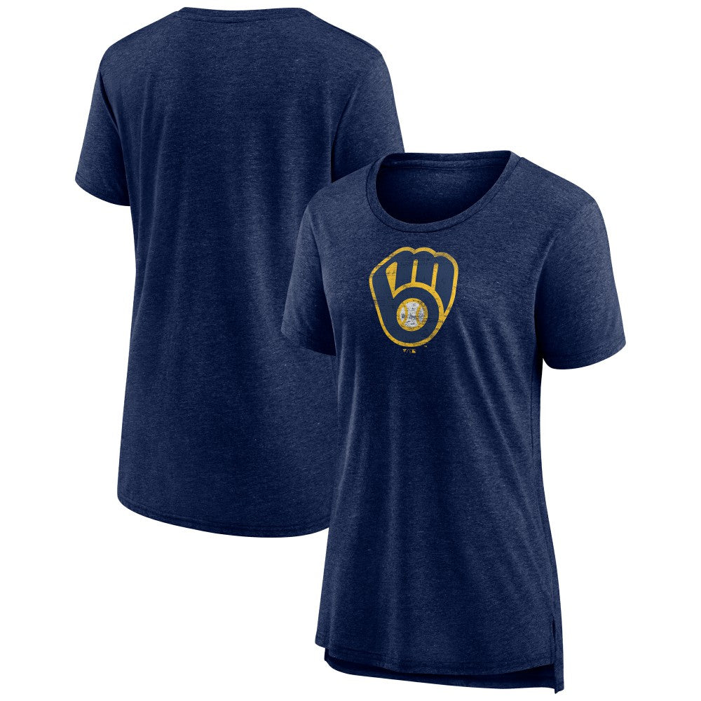 Milwaukee Brewers Women's Weathered Official Logo Tri-Blend T-Shirt Online