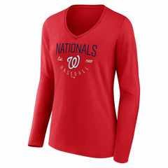 Washington Nationals Women's Live For It Long Sleeve V-Neck T-Shirt Outlet
