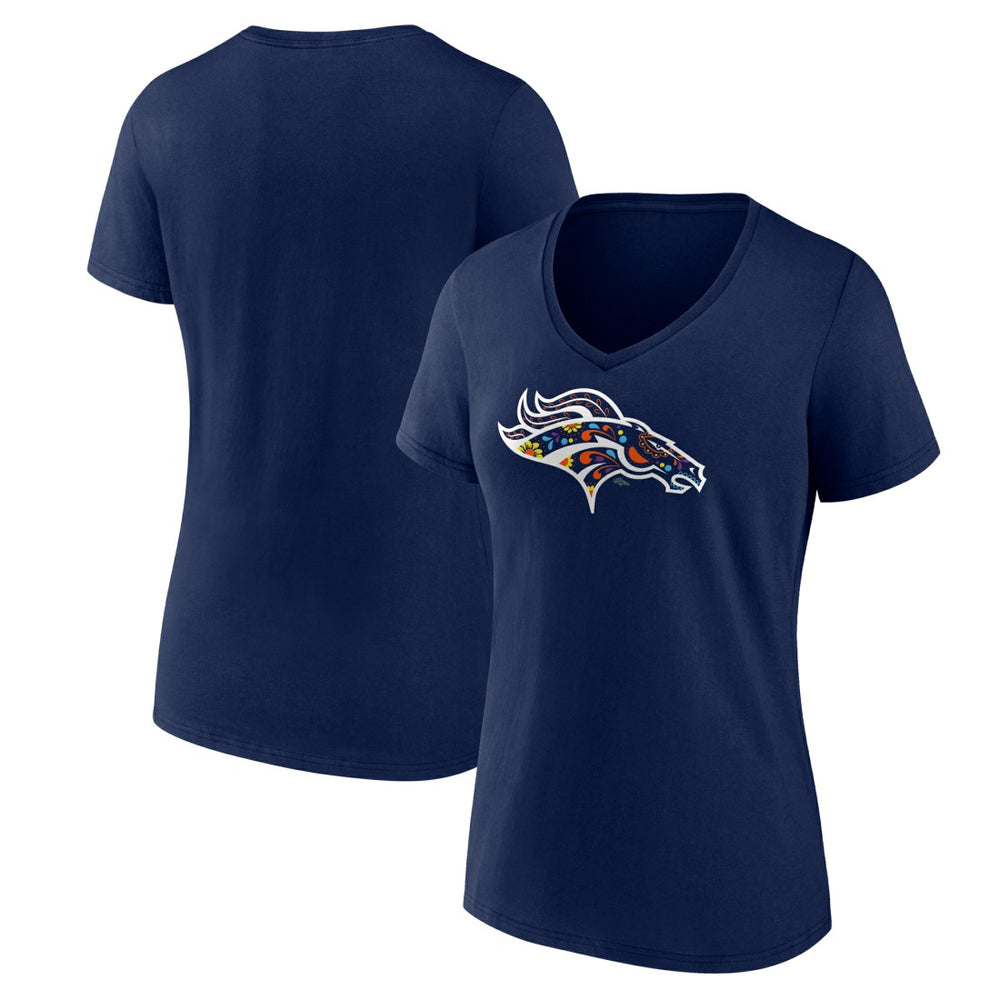 Denver Broncos Women's Mexico Bronco V-Neck T-Shirt - Navy - NFL