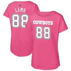 CeeDee Lamb Dallas Cowboys Girls Youth Player Name & Number T-Shirt - Pink - NFL