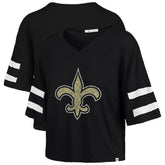 New Orleans Saints '47 Women's Premier Scout Cropped V-Neck T-Shirt - Black - 47 brand