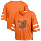 Cleveland Browns '47 Women's Premier Scout Cropped V-Neck T-Shirt - Orange - 47 brand