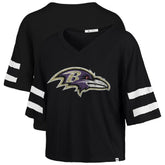 Baltimore Ravens '47 Women's Premier Scout Cropped V-Neck T-Shirt - Black - 47 brand