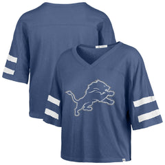 Detroit Lions '47 Women's Premier Scout Cropped V-Neck T-Shirt - Blue - 47 brand