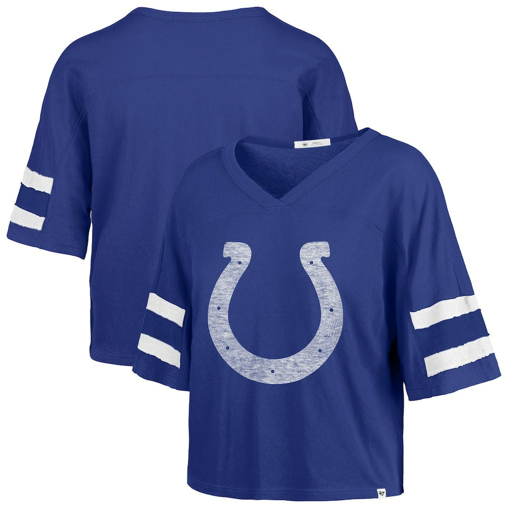 Indianapolis Colts '47 Women's Premier Scout Cropped V-Neck T-Shirt - Royal - 47 brand