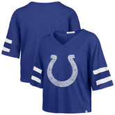 Indianapolis Colts '47 Women's Premier Scout Cropped V-Neck T-Shirt - Royal - 47 brand