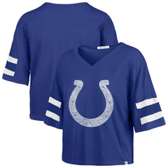 Indianapolis Colts '47 Women's Premier Scout Cropped V-Neck T-Shirt - Royal - 47 brand