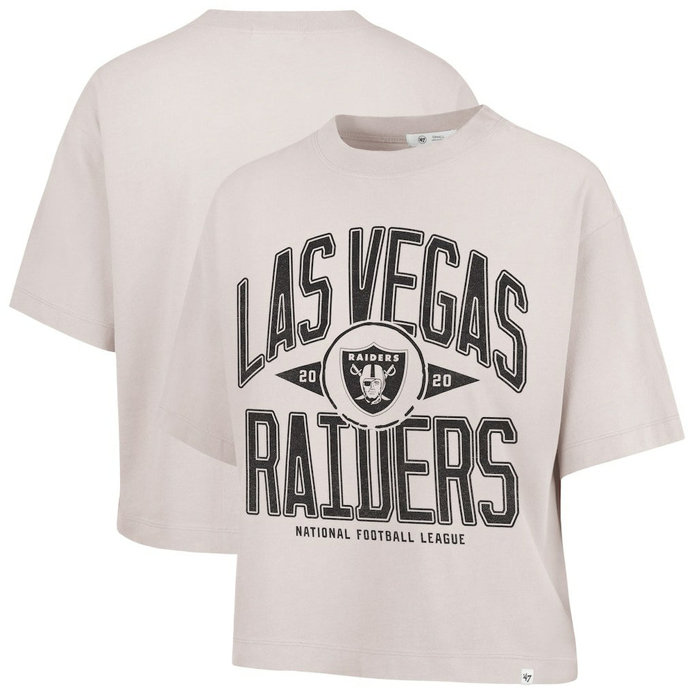 Las Vegas Raiders '47 Women's Cropped Windthrow Ravine T-Shirt - Natural - 47 brand