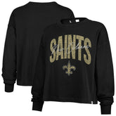 New Orleans Saints '47 Women's Muse Sydney Long Sleeve Cropped T-Shirt - Black - 47 brand