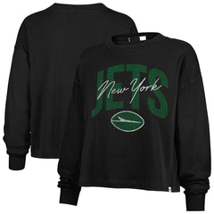 New York Jets '47 Women's Muse Sydney Long Sleeve Cropped T-Shirt - Black - 47 brand